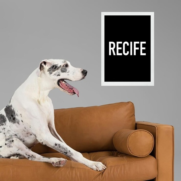Quadro Decorativo Tipografia Recife 33x24cm Moldura Branca