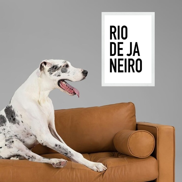 Quadro Decorativo Tipografia Rio De Janeiro 33x24cm - Com Vid