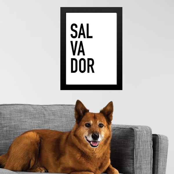 Quadro Decorativo Tipografia Salvador 33x24cm Moldura Branca