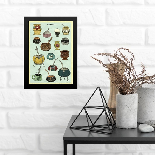 Quadro Decorativo Tipos De Cuia 24x18cm - Com Vidro Moldura P