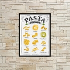 Quadro Decorativo Tipos De Pasta 45x34cm - Com Vidro Moldura: