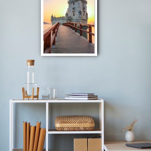 Quadro Decorativo Torre De Belém Lisboa  - 70x50cm Moldura Pr