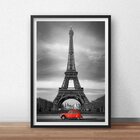 Quadro Decorativo Torre Eifel Taxi Vermelho 40x60cm Preto