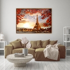 Quadro Decorativo Torre Eiffel Outono Moldura Dourada E Vidro