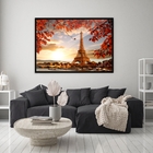 Quadro Decorativo Torre Eiffel Outono Moldura Preto E Vidro 1