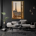 Quadro Decorativo Torre Eiffel Pela Janela Com Moldura E Sem
