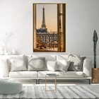 Quadro Decorativo Torre Eiffel Pela Janela Com Moldura E Sem