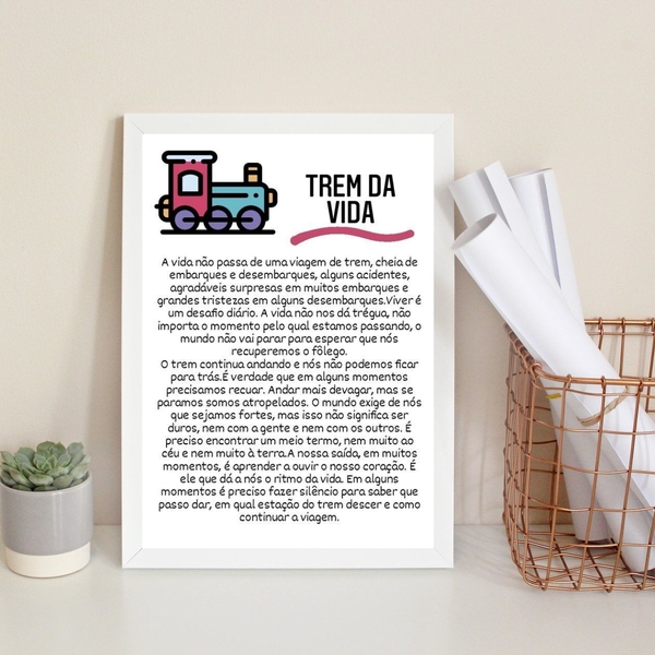 Quadro Decorativo Trem Da Vida 33x24cm Moldura:madeira Preta