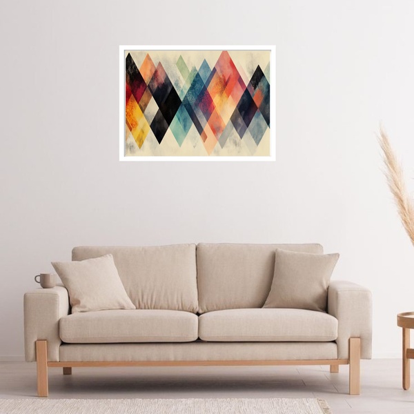 Quadro Decorativo Triângulos Abstrato  - 50x70cm Moldura Bran