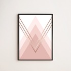 Quadro Decorativo Triângulos Rosês 24x18cm Moldura:madeira Pr