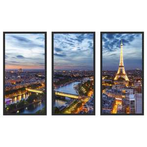 Quadro Decorativo Trio Cidade De Paris Torre Eiffel Para Sala Quarto Moldura Em Madeira 30x60cm Leroy Merlin