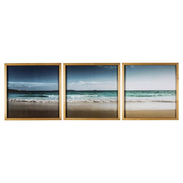 Get Wallpaper Quadro Decorativo Trio Com Moldura Vidro Mar Oceano Para Quarto Free