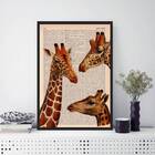 Quadro Decorativo Trio Girafas 45x34cm - Com Vidro Moldura:ma