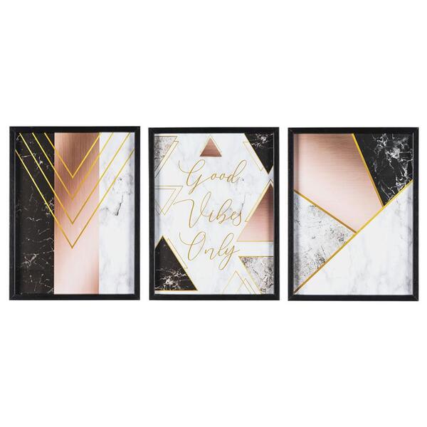 Quadro Decorativo Trio Para Sala Quarto Escritório Em Vidro C