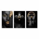 Quadro Decorativo Triplo Mulher Negra