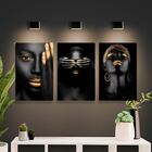 Quadro Decorativo Triplo Mulher Negra