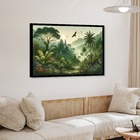 Quadro Decorativo Tropical Verde Pássaros  - 50x70cm Moldura