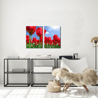 Quadro Decorativo Tulipas Vermelhas 2 Peças Para Sala
