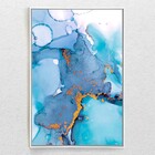 Quadro Decorativo Turquesa E Dourado Com Moldura E Sem Vidro