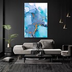 Quadro Decorativo Turquesa E Dourado Sem Moldura E Sem Vidro