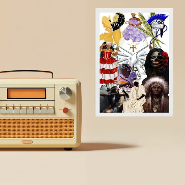 Quadro Decorativo Umbanda 45x34cm Moldura Preta