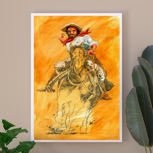 Quadro Decorativo Umbanda Boiadeiro 33x24cm - Com Vidro Moldu