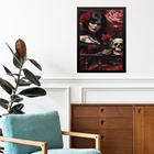 Quadro Decorativo Umbanda Rosa Caveira 33x24cm - Com Vidro Mo