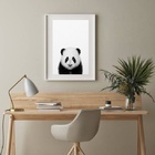 Quadro Decorativo Urso Panda - 60x48cm Moldura:madeira Branca