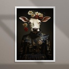 Quadro Decorativo Vaca Elegante 33x24cm - Com Vidro Moldura P