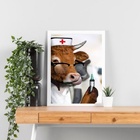 Quadro Decorativo Vaca Veterinária 33x24cm Moldura Preta