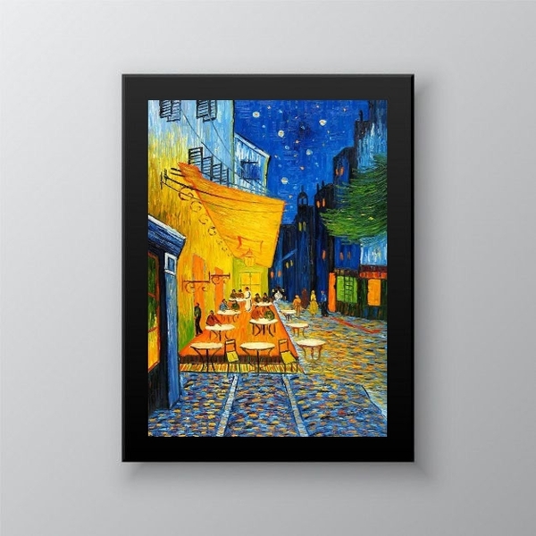 Quadro Decorativo Van Gogh Café Terrace 24x18cm Moldura:madei