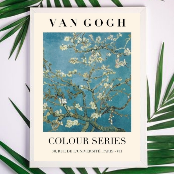 Quadro Decorativo Van Gogh Cerejeiras 45x34cm - Com Vidro Mol