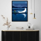 Quadro Decorativo Van Gogh Remando Luar  - 70x50cm Moldura Pr