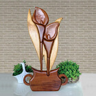 Quadro Decorativo Vaso Copo De Leite Madeira Nobre Artesanal