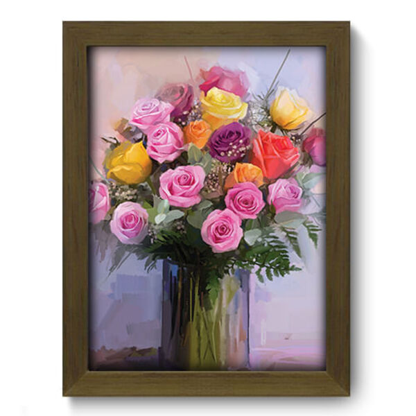 Quadro Decorativo - Vaso De Flores - 19cm X 25cm - 119qdfm