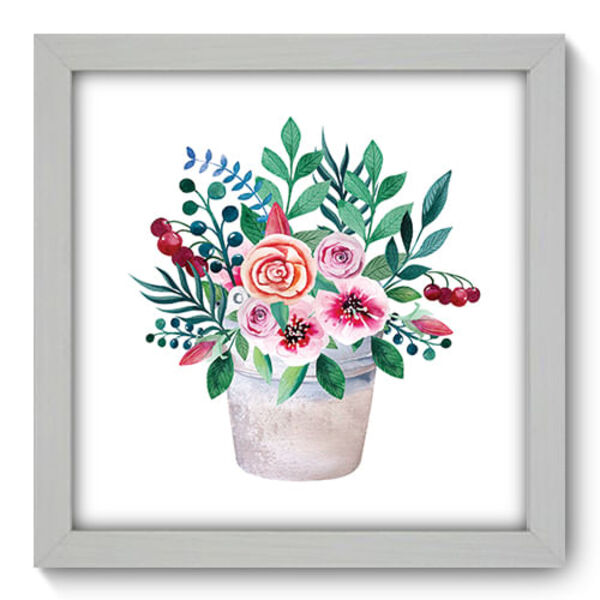 Quadro Decorativo - Vaso De Flores - 22cm X 22cm - 089qdfb