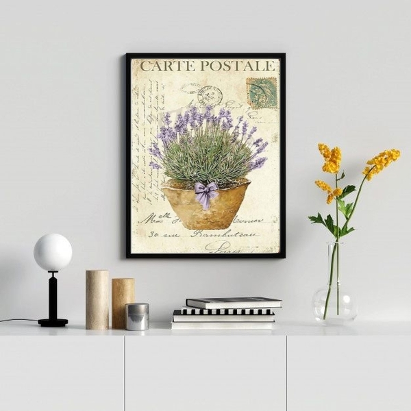Quadro Decorativo Vaso De Lavanda Vintage 45x34cm Moldura:mad