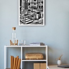 Quadro Decorativo Veneza Preto E Branco  - 70x50cm Moldura Pr