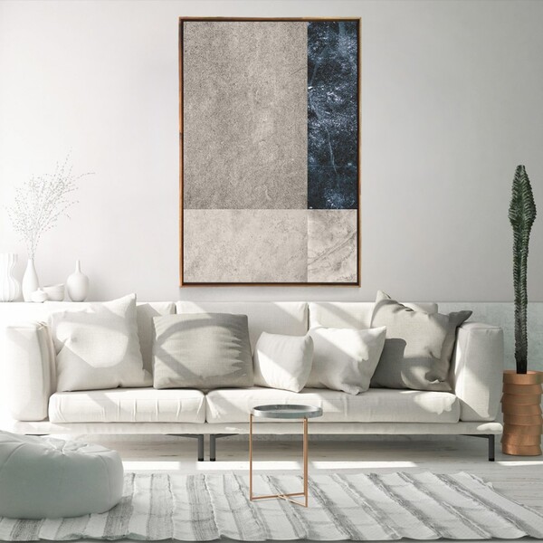 Quadro Decorativo Vertical Abstrato Texturas Com Moldura E Se