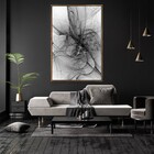 Quadro Decorativo Vertical Fios Tons De Cinza Com Moldura E S