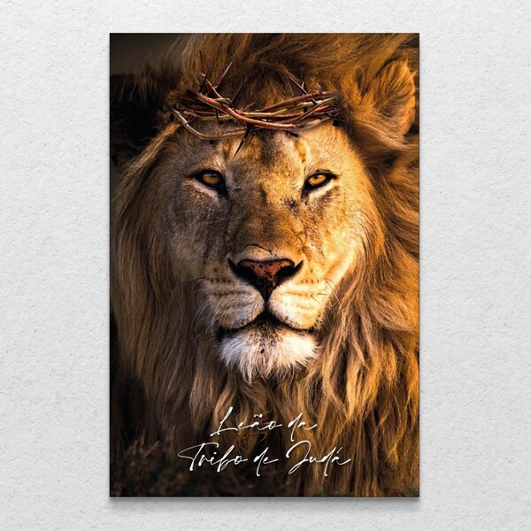 Quadro Decorativo Vertical Leão Da Tribo De Judá Sem Moldura
