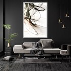Quadro Decorativo Vertical Linhas Em Circulo Com Moldura E Se