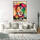 Quadro Decorativo Vertical Lion Aquarela Com Moldura E Sem Vi