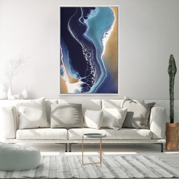 Quadro Decorativo Vertical Mármore Azul Com Moldura E Sem Vid