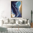 Quadro Decorativo Vertical Moderno Mármore Azul Com Moldura E