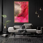 Quadro Decorativo Vertical Moderno Pink E Dourado Com Moldura