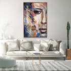 Quadro Decorativo Vertical Moderno Pintura Rosto Com Moldura