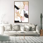 Quadro Decorativo Vertical Rosa E Nude Com Moldura E Sem Vidr