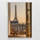 Quadro Decorativo Vertical Torre Eiffel Janela Com Moldura E