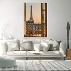 Quadro Decorativo Vertical Torre Eiffel Janela Com Moldura E